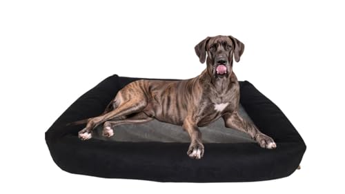 Cama Para Cachorro Grande 100x87 Cm - ESCOLHA A COR - 100% Lavável e Resistente - Pet Querido (PRETO + CINZA)