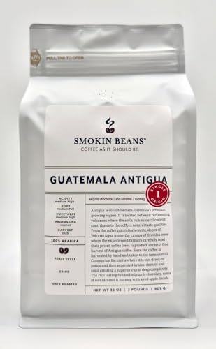 Smokin Beans 2-Pound Guatemala Antigua Freshly Roasted Coffee, Washed Processing, Medium Roast, Premium Whole Bean Specialty Coffee