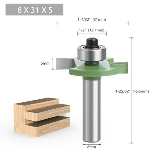 Fräser für Oberfräse Scheibennutfräser Fräer für OberfräSe 8mm Schaft 2 Mm,3 Mm,4 Mm,5 Mm Mit Kugellagern Werkzeuge für Die Holzbearbeitung, BündigfräSer für Den Holzzuschnitt (4 Stück 2/3/4/5mm)