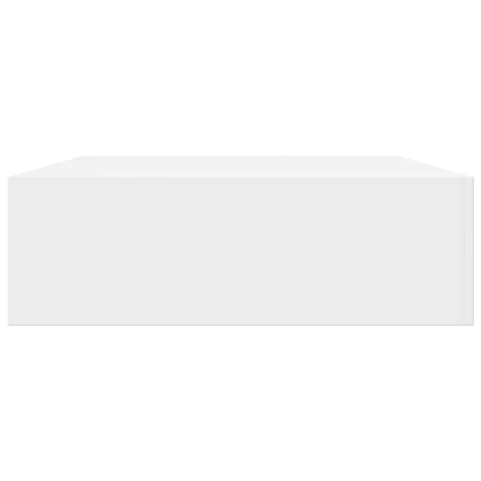 Homgoday Estante Expositor de Pared con Cajón, 48x25x8 cm, MDF Blanco Mate, Montaje Invisible, para Libros, Colecciones y Decoración, Carga Máx. 5 kg