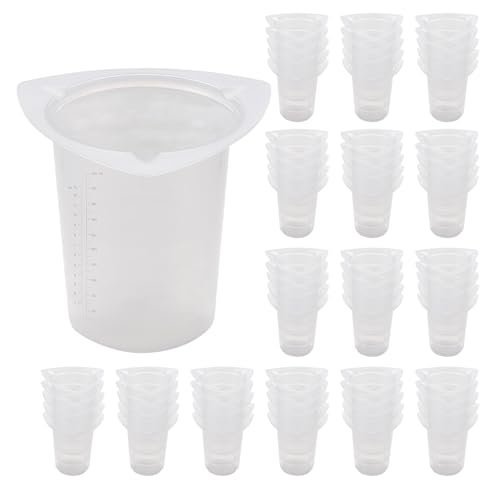 CryoKing 100Pcs Plastic Beaker, 400ml Triangular Lab Measuring Cup, 13.52oz Clear Liquid Container With Scale Line, Triangular Beakers for Labotatory Scientific Experiment, Household Mixing