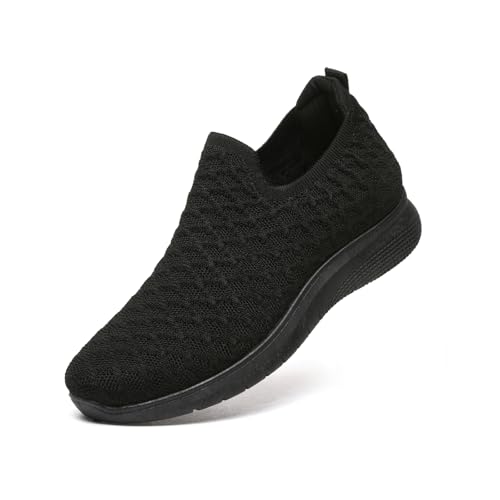 Image of Bernal Black Sneakers for Women Walking Shoes Non Slip Lightweight Casual Breathable Tennis Shoes Work Travel