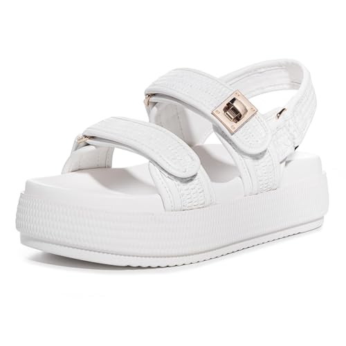 FITORY Women Platform Sandals Comfortable Open Toe Beach Shoes with Adjustable Buckle Straps for Summer Size 6-11