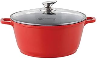 SQ Professional NEA Die-Cast Aluminium Stockpot with Lid 3-Layer Non-Stick Coating - Silicone Handle Covers (Nera - Black, 20cm)