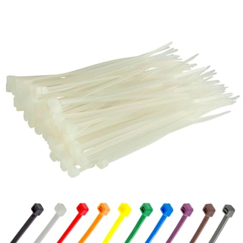 Gocableties Kabelbinder 100 Stück Weiß/Naturfarben Transparent, 150 mm x 3,6 mm mit 18,2 kg Zugfestigkeit, kleine Größe, UV Beständig Set