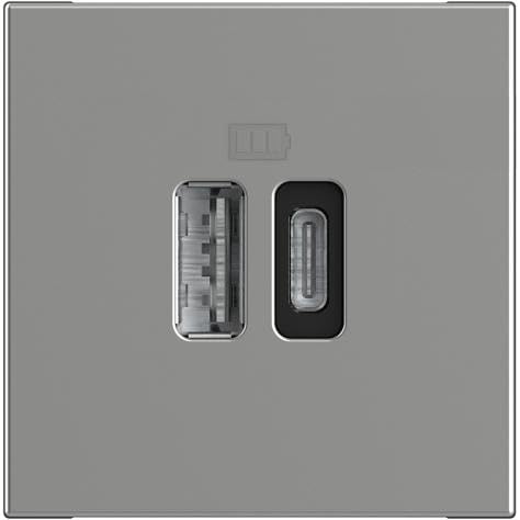 Prise double USB BTICINO Classia aluminium pour salon et chambre