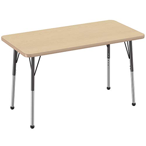 FDP 24" x 48" Rectangle Table with Ball Glide Legs - Maple/Maple/Black