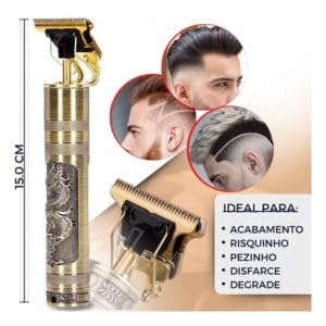 Maquina Maquininha De Cortar Cabelo Barba Acabamento Raspar Dragão Buda Profissional