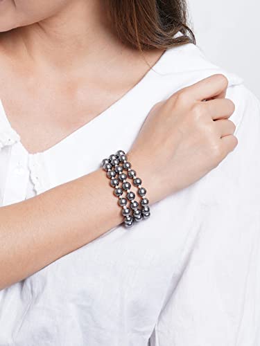 Image of Karatcart Glossy Finish Tumble Stone Studded Beaded Bracelet for Women