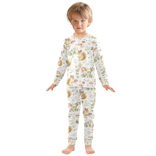 senya Lovely Squirrel Wild Flowers Pajamas Set Long Sleeve Soft Cotton Sleepwear 2 Piece3