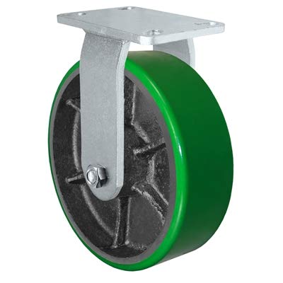 CasterHQ - 10" x 3" Heavy Duty 2 Swivel & 2 Rigid Caster - Green Polyurethane on Steel Wheel - 10,000 lbs Capacity Per Caster