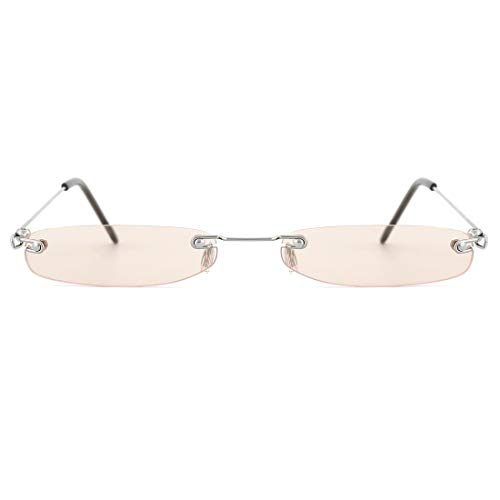 Slocyclub Vintage Rectangle Skinny Sunglasses for Women Men, Retro Small Thin Sunglasses, Rimless Trendy Sunglasses