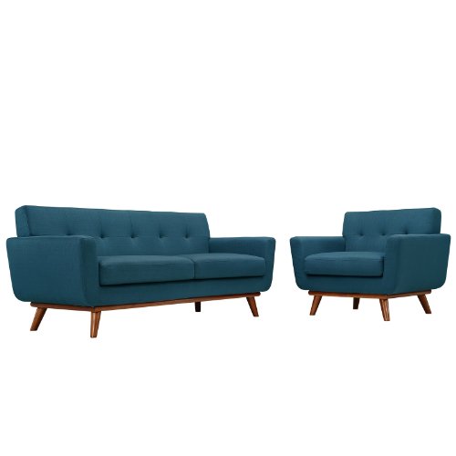 Sillón moderno tapizado tela color Azure miniatura 2