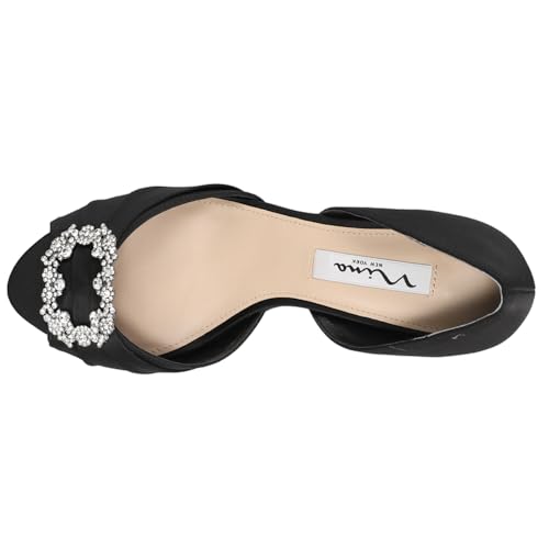 NINA Womens Corrine Rhinestone Peep Toe Evening Pumps Dress Casual Mid Heel 2-3" - Black4
