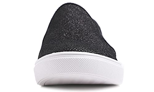 Image of FEVERSOLE Women's Fashion Shiny Soft Slip On Sneaker Sparkle Casual Comfort Loafers