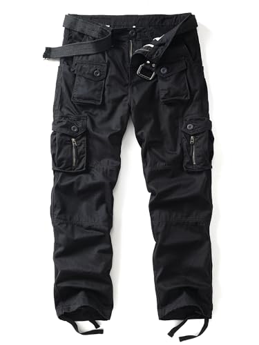 Men's Cargo Work Pants Cotton Casual Wild Outdoor Ripstop Camo Trousers with 9 Pockets