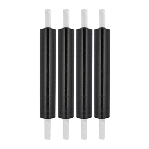 Shield Wrap Black 30 Inch Stretch Wrap, Extended Core Handles, 4 Pack, 1000 Feet/Roll, 80 Gauge, Plastic Cling Color Hand Stretch Film Rolls for Packaging Moving Packing Pallets
