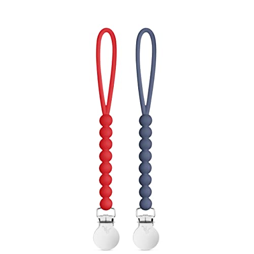 Image of Ryan & Rose Cutie Clip 2 Pack - Pacifier Clip Holder Silicone (Judy-Red/Judy-Captain)