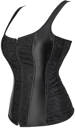 Image of Women's Lace up Gothic Jacquard Shoulder Straps Tank Overbust Shaper Corset Bustiers Top