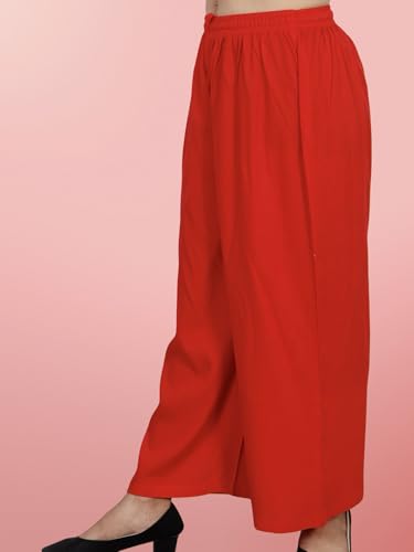 Image of Women's Solid Rayon Palazzo Pants Regular Palazo