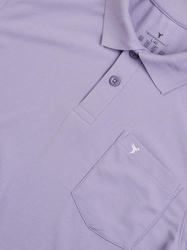 Image of TECHNOSPORT Men Polyester Slim Fit Polo Neck Full Sleeve Matpiq T-Shirt with Patch Pocket for Regular Use