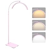 MINIEAR Half Moon Lash Light for Eyelash Extensions & Estheticians, Dimmable LED Lash Lamp with Flexible Gooseneck, Shadow-Free Moon Light for Lash Tech, Tattoo, SPA, Eyelash Lamp (Pink)