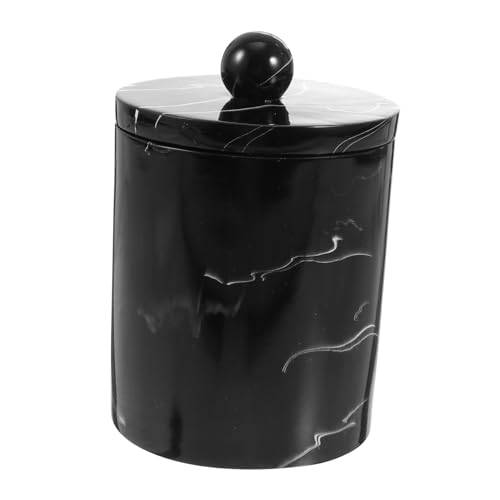 YOSADIER Contenedor para Hisopos De Algodón Diseño Vetas De Mármol Caja De Almacenamiento con Tapa Resina Compacto Ligero Uso Baño y Tocador