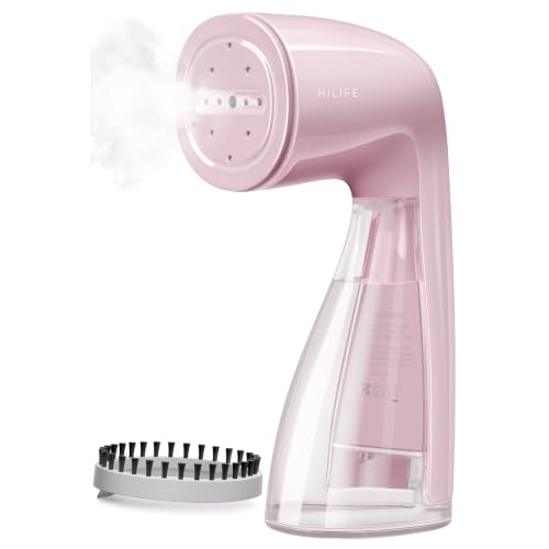 Image of HiLIFE Steamer for Clothes, Portable Handheld Design, 240ml Big Capacity, 700W, Strong Penetrating Steam, Removes Wrinkle, for Home, Office and Travel(ONLY FOR 120V) (Pink)