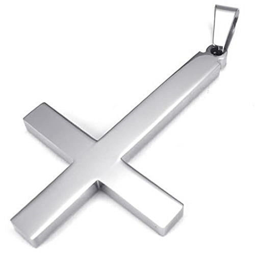 TOOGOO?R? Umgekehrtes Kreuz Anhaenger Halskette Schmuck Edelstahl Umgekehrtes Kreuz Anhaenger mit 55cm Kette, Halskette Fuer Herren Damen, Silber