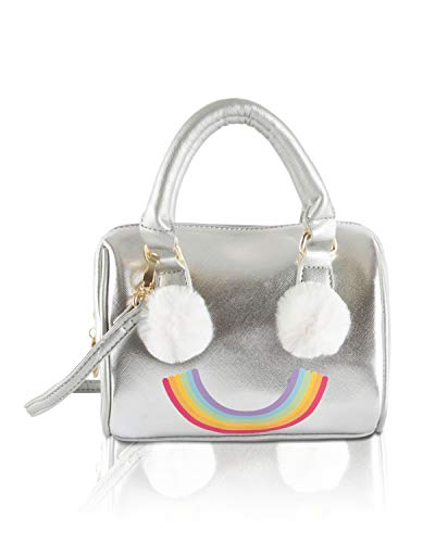 Luv Betsey Johnson Harly Kitch Rainbow Mini Barrel Crossbody Satchel Bag - Silver