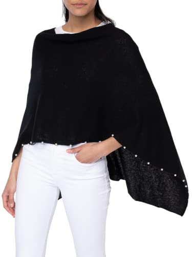 CLAUDIA NICHOLE by Alashan: Women's 100% Cashmere Capelet with Pearl Trim Luxe Dress Topper Poncho- One Size Fit3