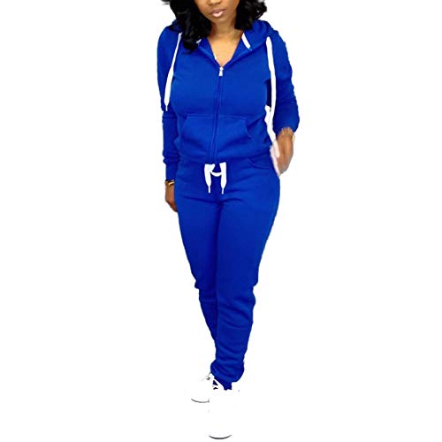 Top-Vigor Women 2 Pieces Sports Tracksuits Zip Up Hoodie Outfits Long Sleeve Top and Long Bodycon Pants Sweatsuits Set