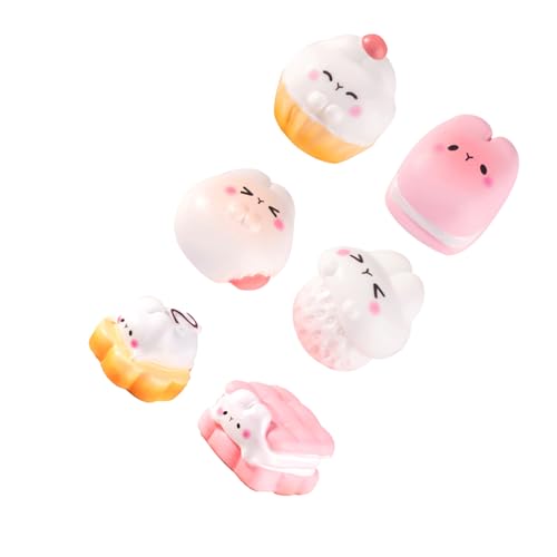 6 個のウサギをテーマにした樹脂デザートミニチュア置物クラフトセット春のホームパーティーの装飾春をテーマにしたミニチュアデザートオーナメント