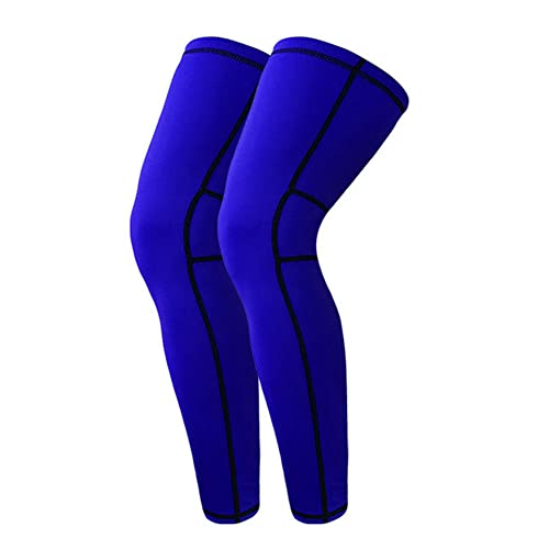 Rojeam 1 paire de genou de compression pour hommes femmes sport cyclisme jambe extensible genou manches longues(Bleu,XL) Cover