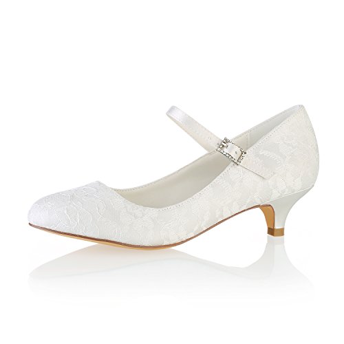 Emily Bridal Wedding Shoes Lace Wedding Shoes Round Toe Mary Jane Bridal Shoes Kitten Heel Mother Shoes