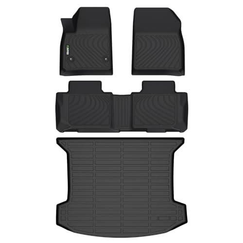 Image of HAFIDI Floor Mats & Cargo Liner Set Fit for 2017-2025 2026 Cadillac XT5 All Weather Protection TPE Anti-Slip Automotive Full Set Floor Liners Custom Accessories - Black