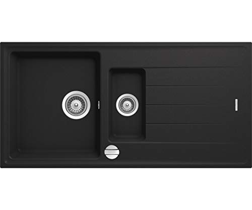Victory S1000 Granitspüle 100x50cm Küchenspüle Einbau Spülbecken ab 60er Schrank inkl. Drehexcenter Made in Germany (black)