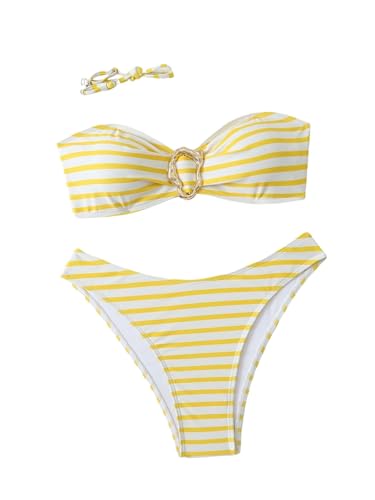 Maillot de bain d'été à rayures bikini deux pièces idéal pour la plage