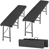 tectake® Set de 2 Banco Plegable Camping 180 cm, Bancos - Antracita