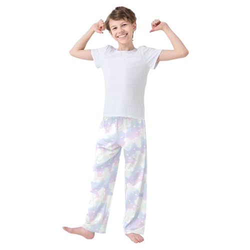 Boys' Pants Rainbow White Cloud Long Bottoms Jogger Pants Elastic Waist Trousers with Pockets S-XL2