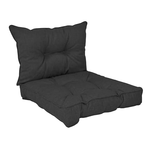 POKAR Loungekissen Stuhlkissen für Stuhl Rattanmöbel Gartenmöbel Kissen, 2er Set (1x Sitzkissen 60x60x10 cm + 1x Rückenlehne 60x40x10 cm), Anthrazit