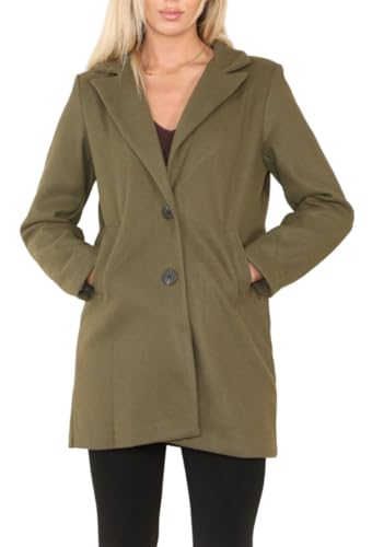 Manteau d'hiver italien chaud aspect laine avec 2 poches et col pour femme