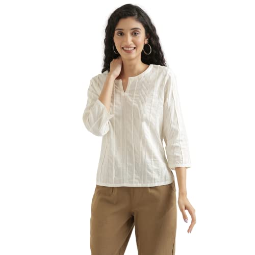 Image of SAADAA Everyday Cotton Top | Women's Regular Solid Color Top | Casual /Office Wear
