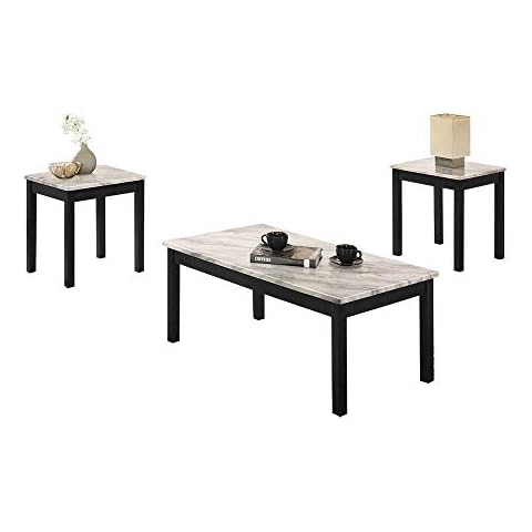 Simple Relax 3 Piece Coffee Table with Faux Marble Top in White Cover