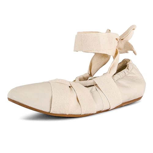 Woman's Lace Up Ballet Flats Round Elasticated Opening Strappy Flat Shoes Comfort Cross Strap Daily Work Shoes for Women