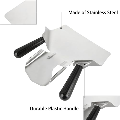CYEAH 2 Pcs Double Handles Popcorn Scoop, Stainless Steel French Fry Bagger Commercial Popcorn Scoop, Potato Chip Serving Scooper Food Shovel for Snacks, Ice, Candy, Desserts, Dry Goods - Thumbnail 3