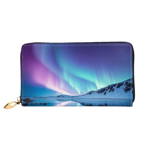 Northern Lights Women's Wallet Large Capacity Credit Card Holder Zip Phone Clutch Ladies Travel Purse