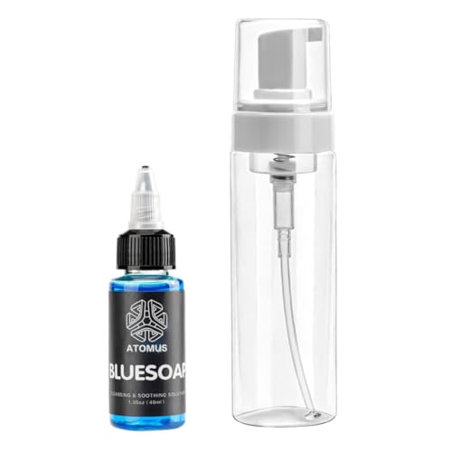 Jabón azul del tatuaje, solución curativa de calmación de 40 ml de limpieza altamente concentrado jabón de tatuaje con 200 ml de botella vacía