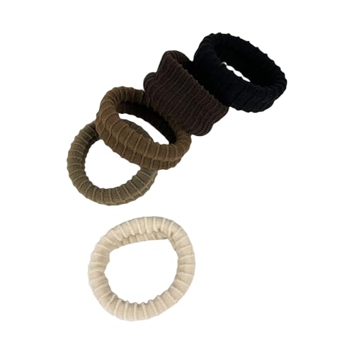 Thin Seamless High Elastic Ponytail Hair Ties (A variety of Colors with 5 Pcs Packing, No Damage to Hair) (Coffee color)
