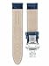 Ewatchparts 22mm Premium Leather Watch Band Strap Compatible With 41.5mm Omega Speedmaster 57 Blue With White Stitching